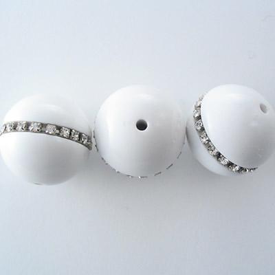 PERLA CON STRASS 22MM BIANCO