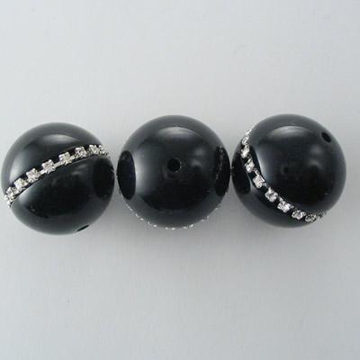 PERLA CON STRASS 22MM NERO