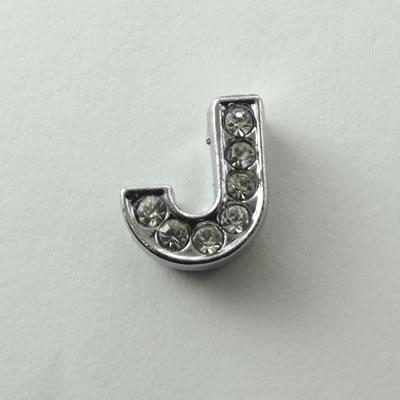 SLIDE LETTERA J CON STRASS GALV.ARGENTO