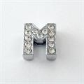 SLIDE LETTERA M CON STRASS GALV.ARGENTO