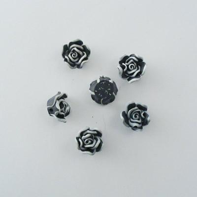 ROSE IMIT.FIMO 7x12MM NERO BORDO BIANCO