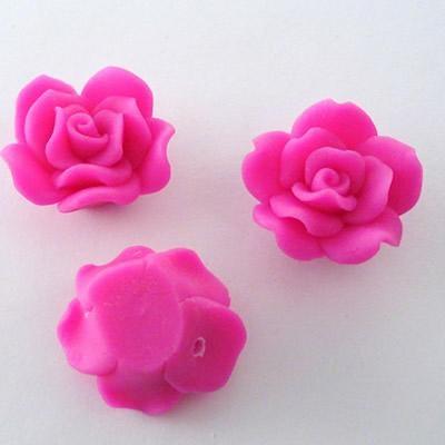 ROSE IMIT.FIMO 12x21MM FUXIA