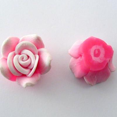 ROSE IMIT.FIMO 12x21MM ROSA BORDO BIANCO