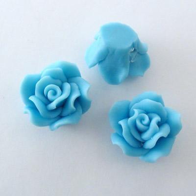 ROSE IMIT.FIMO 12x21MM TURCHESE