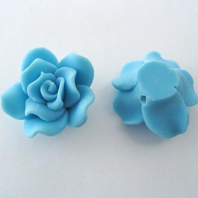 ROSE IMIT.FIMO 16x30MM TURCHESE