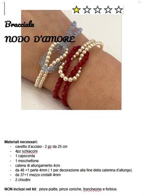 NODO D'AMORE PERLA E CRIST.LT.ZAFFIRO -PROG.BRACCIALE 16CM + ALLUNGO