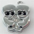 CHARMS GEMELLI CON STRASS 20x25MM GALV.ARGENTO