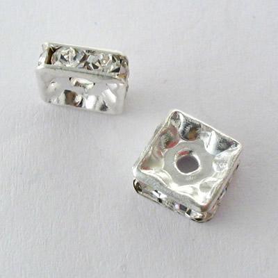 RONDELLA QUADRATA MM.6 C/STRASS BOEMIA ARGENTO NICKEL FREE 7112 9206